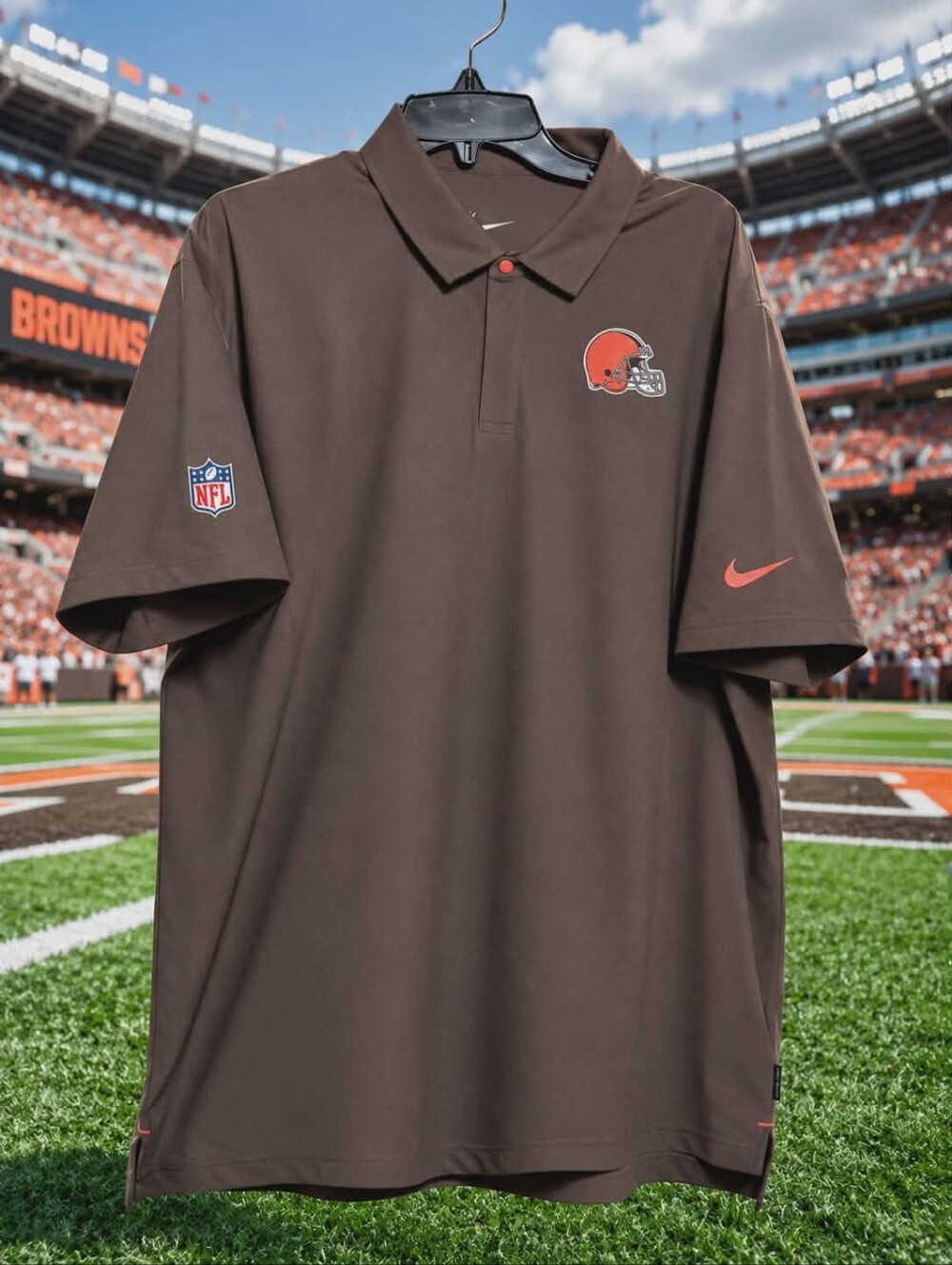 Nike Cleveland Browns Shirt XL Dri-FIT NFL Football Embroidered Helmet